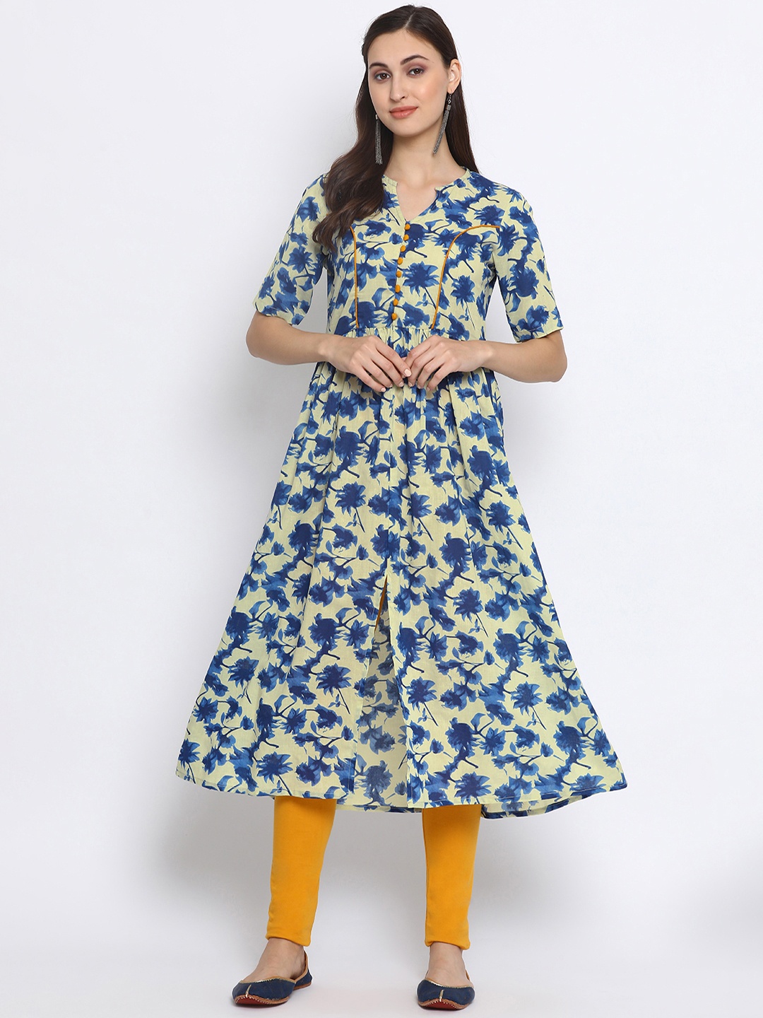 

Azira Women Blue & White Printed A-Line Kurta