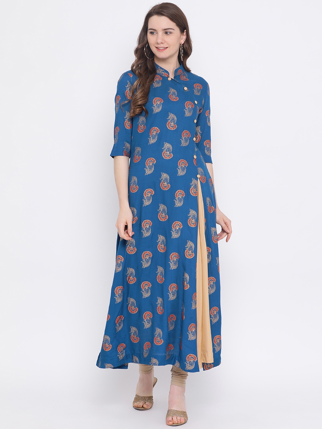 

Indian Virasat Women Blue Printed A-Line Kurta