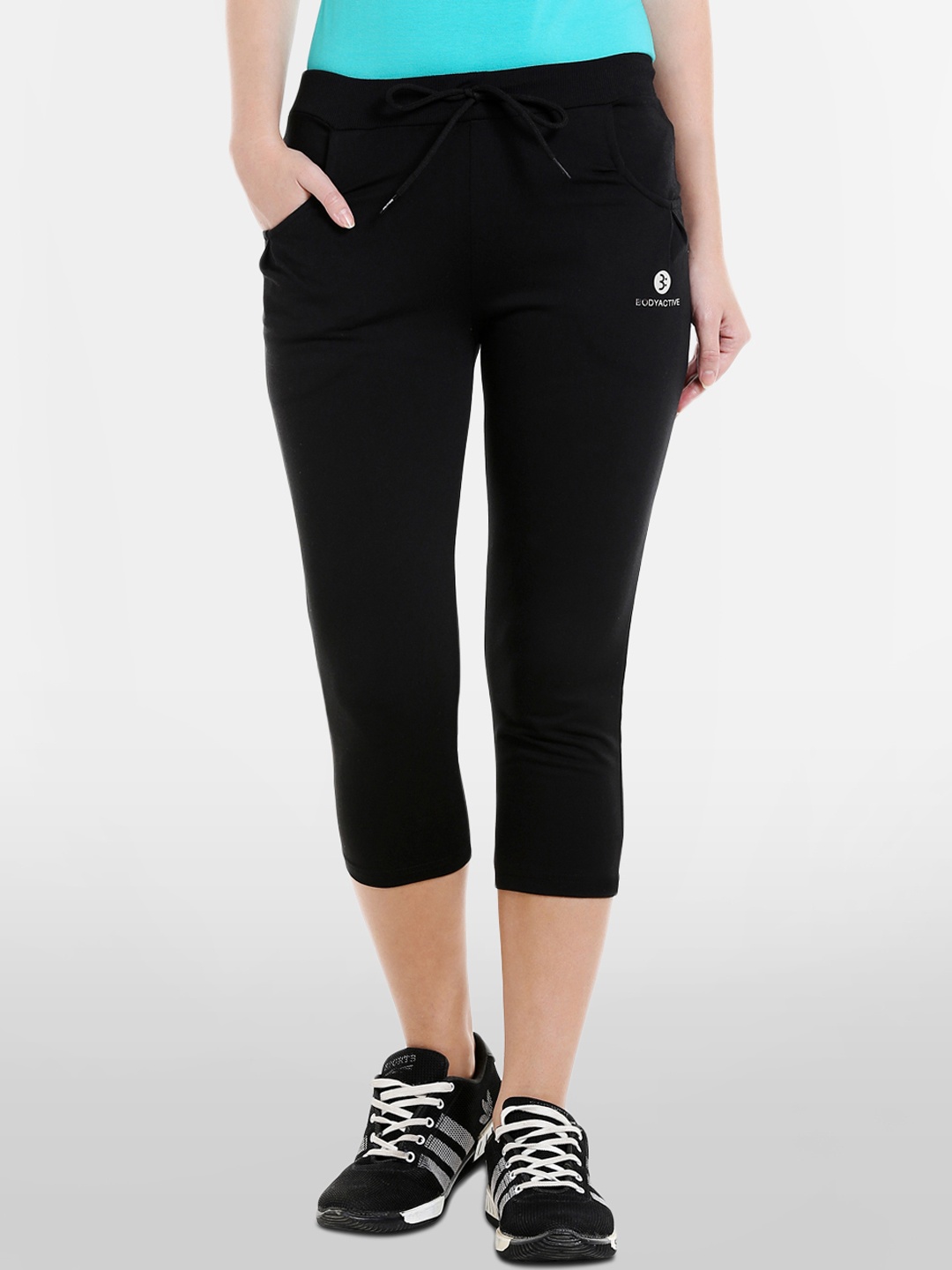 

BODYACTIVE Women Black Solid Regular Fit Capris