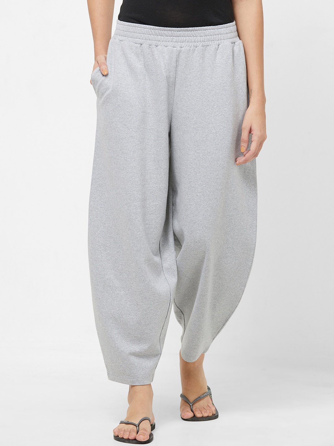 

Mystere Paris Women Grey Melange Solid Lounge Pants G411B