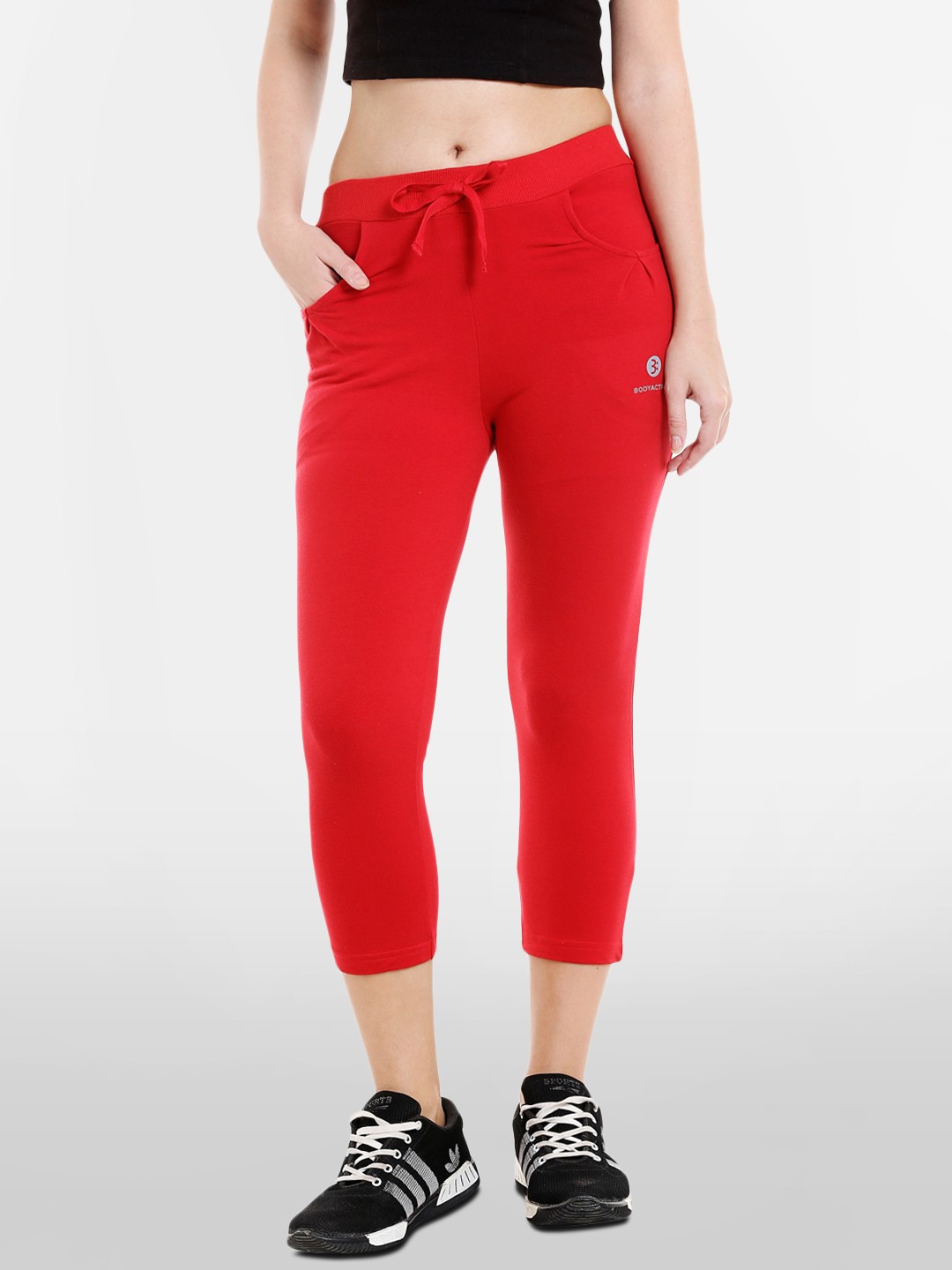 

BODYACTIVE Women Red Solid Regular Fit Capris