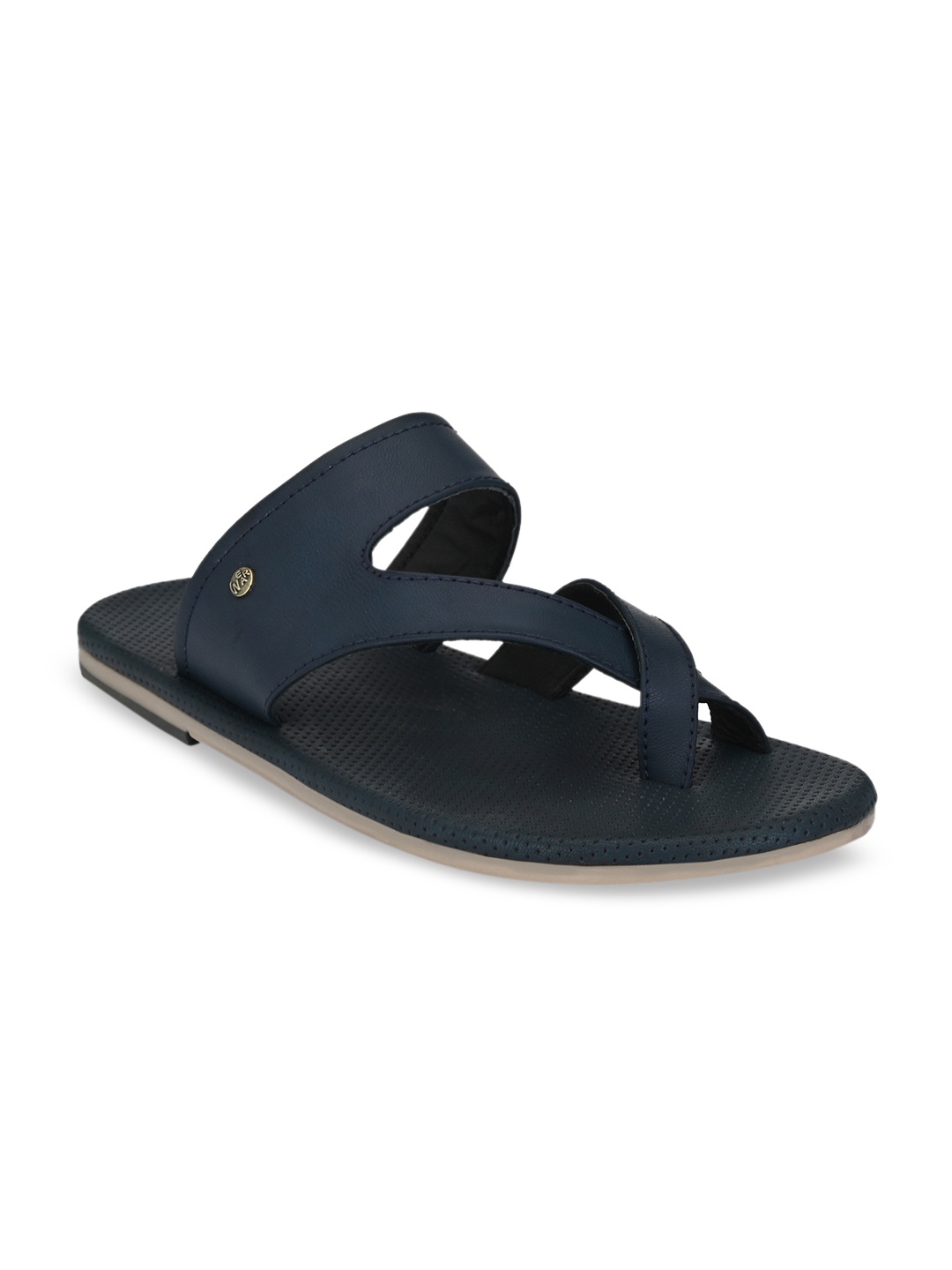 Ferraiolo Men Navy Blue Leather Sandals