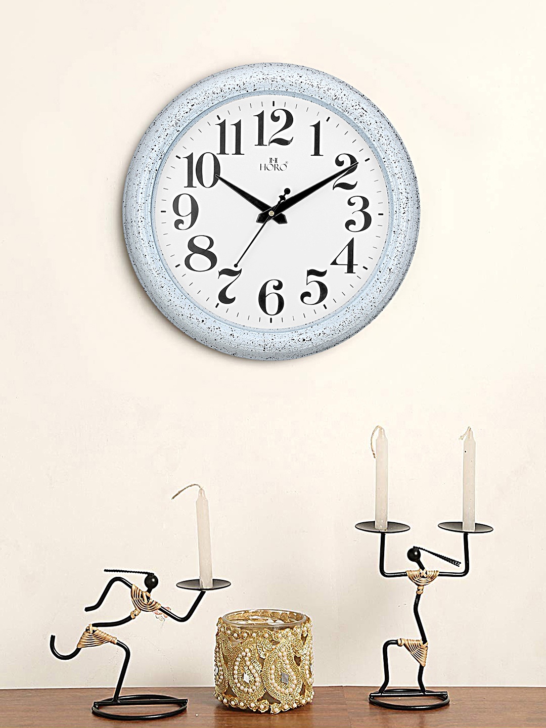 Horo White Hand-Painted Geometric Solid Analogue Wall Clock (30.48 cm x 30.48 cm)
