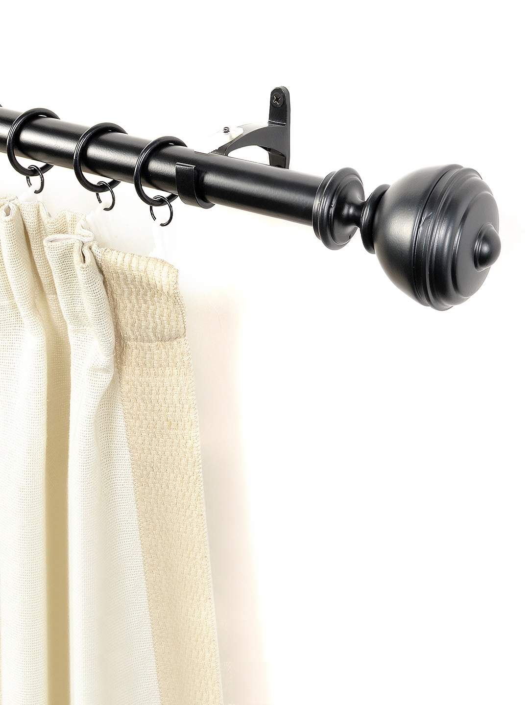 

Deco Window Black Iron Curtain Rod With Brackets & Finials