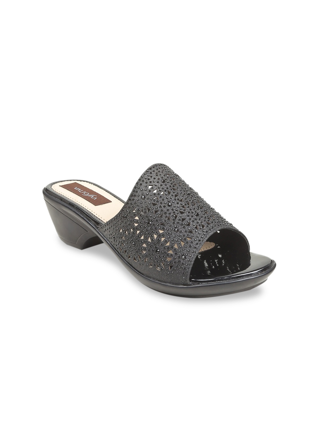 

VALIOSAA Women Black Woven Design Heels