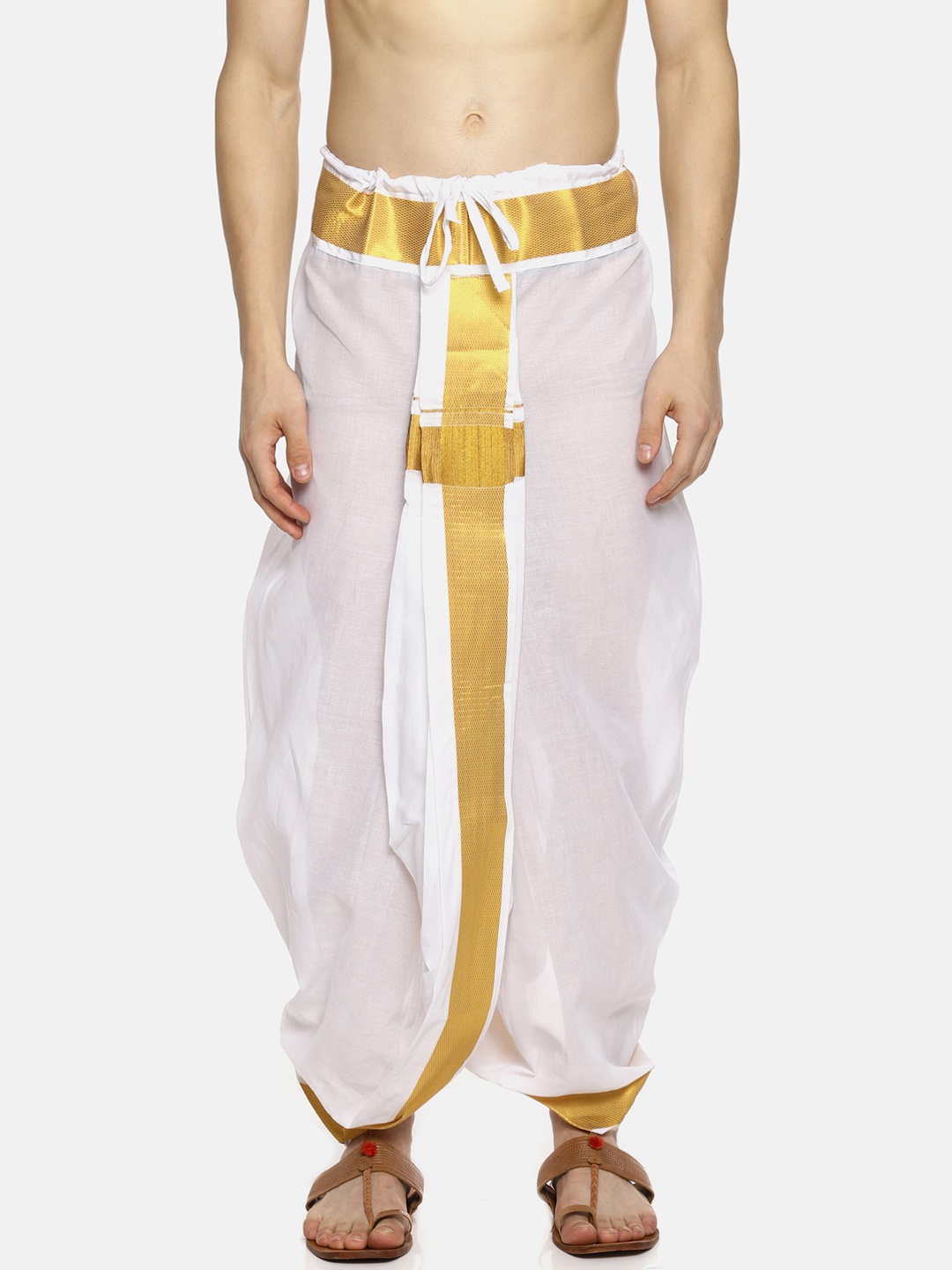 

Sethukrishna Men White Solid Readymade Dhoti