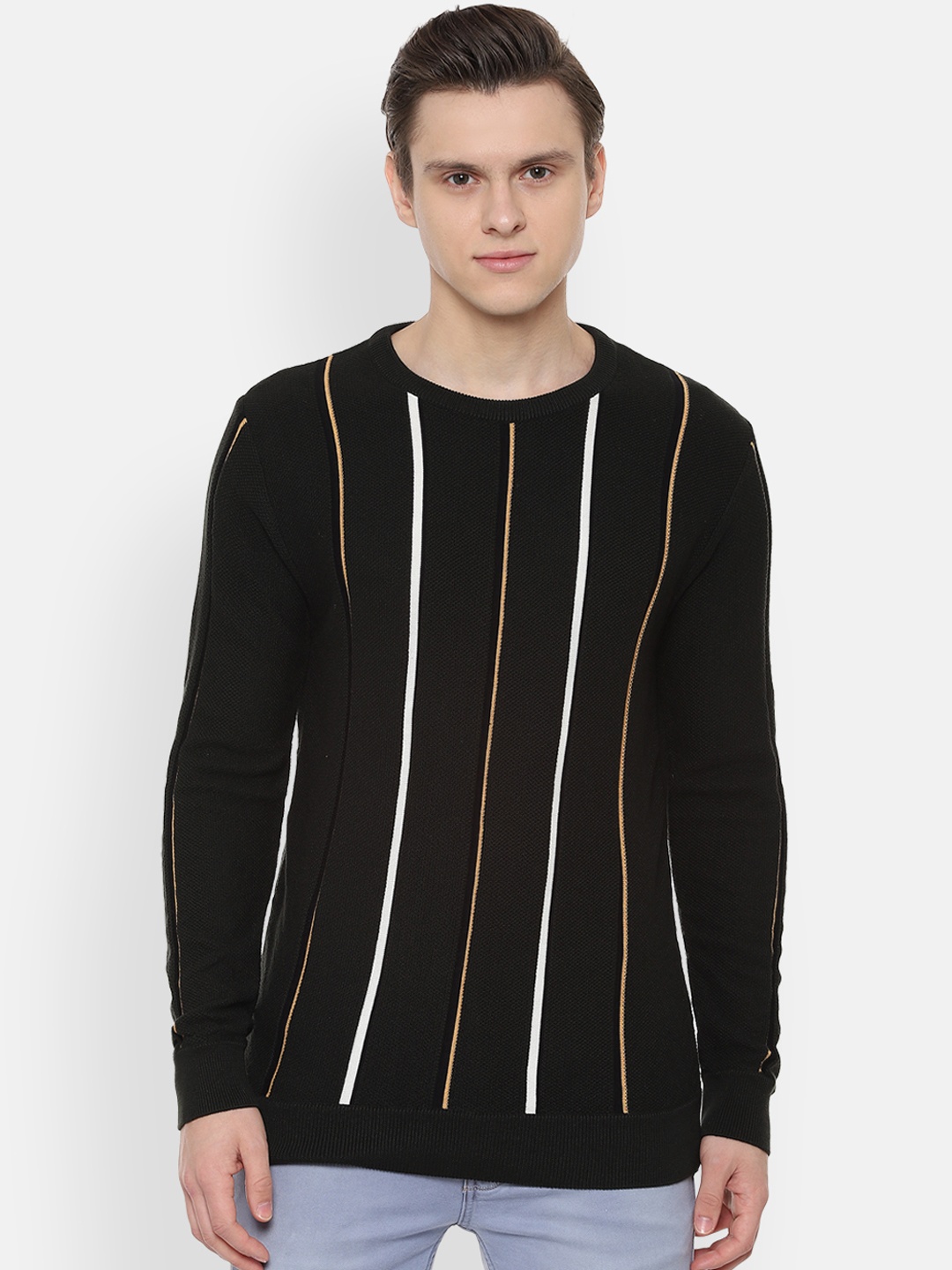 

People Men Black & White Striped Sweater