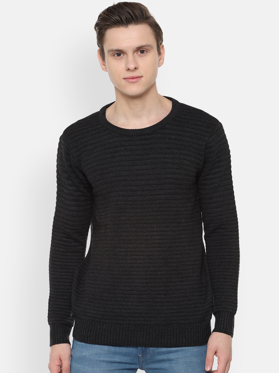 

People Men Black Ribbed Sweater