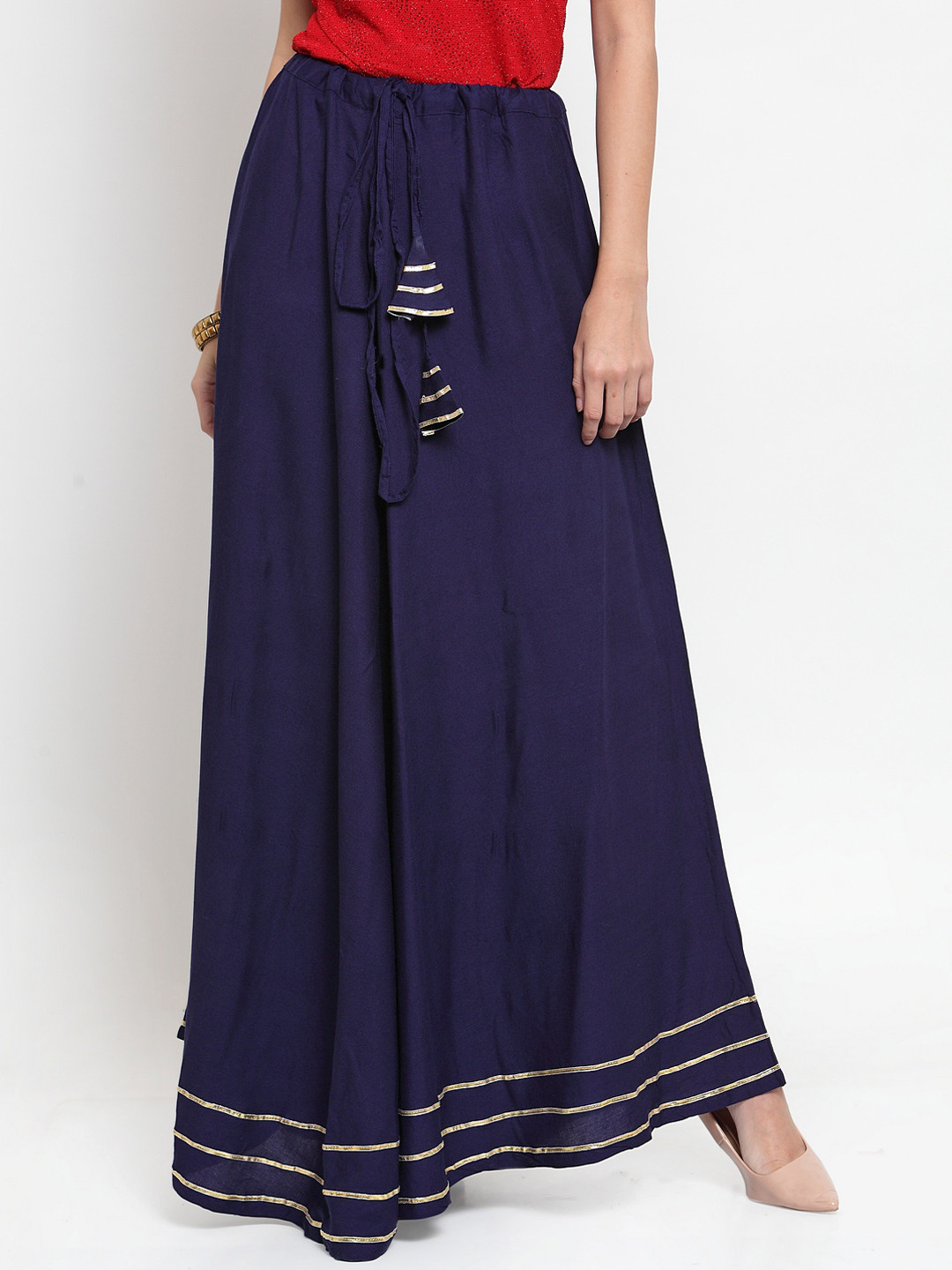 

Clora Creation Women Navy-Blue Solid Flared Maxi Skirt