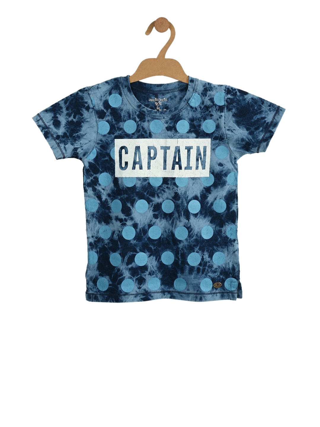 Stupid Cupid Boys Navy Blue Printed Round Neck T-shirt