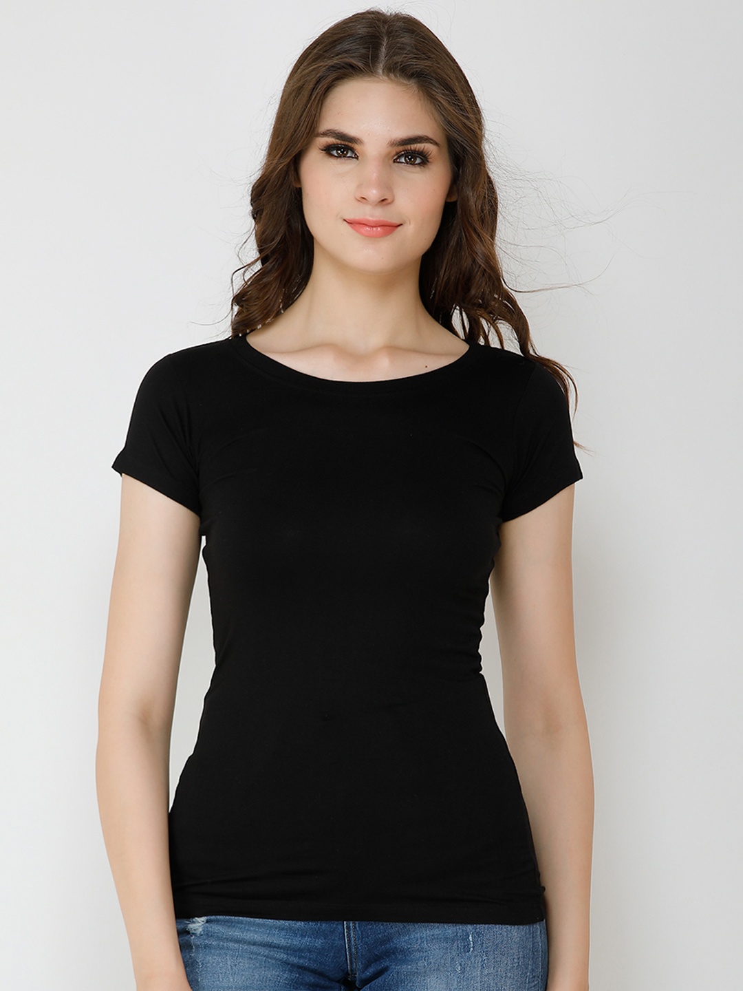

Cation Women Black Solid Pure Cotton Top