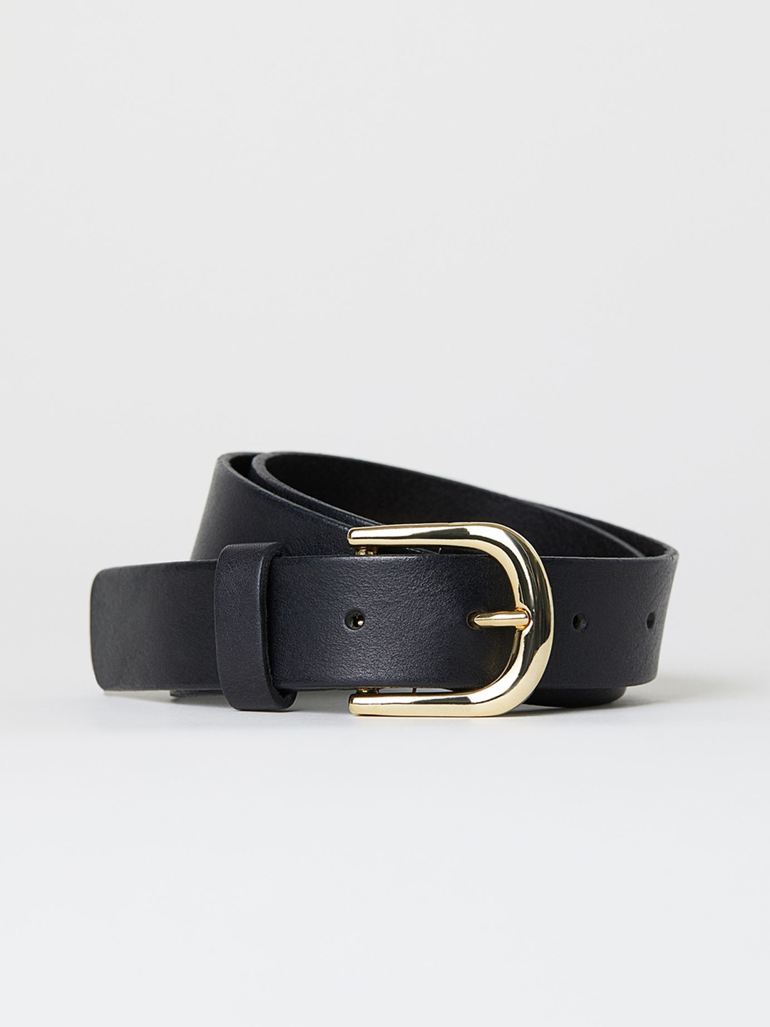 H&M Women Black Solid Leather Belt