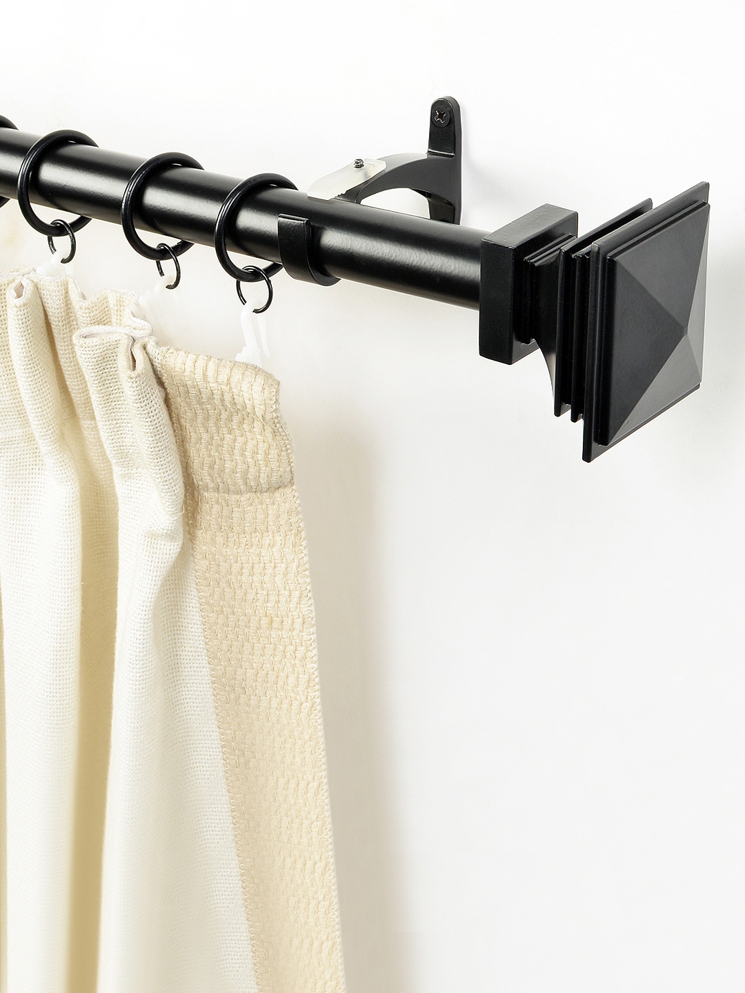 

Deco Window Black Iron Curtain Rod With Brackets & Finials