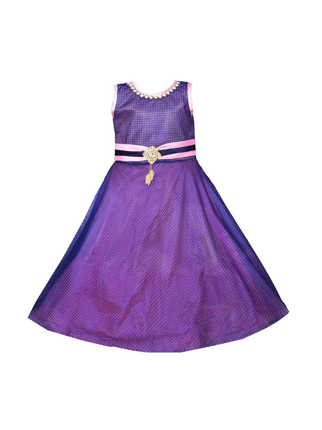 

Wish Karo Girls Purple & Pink Self-Design Fit and Flare Dress