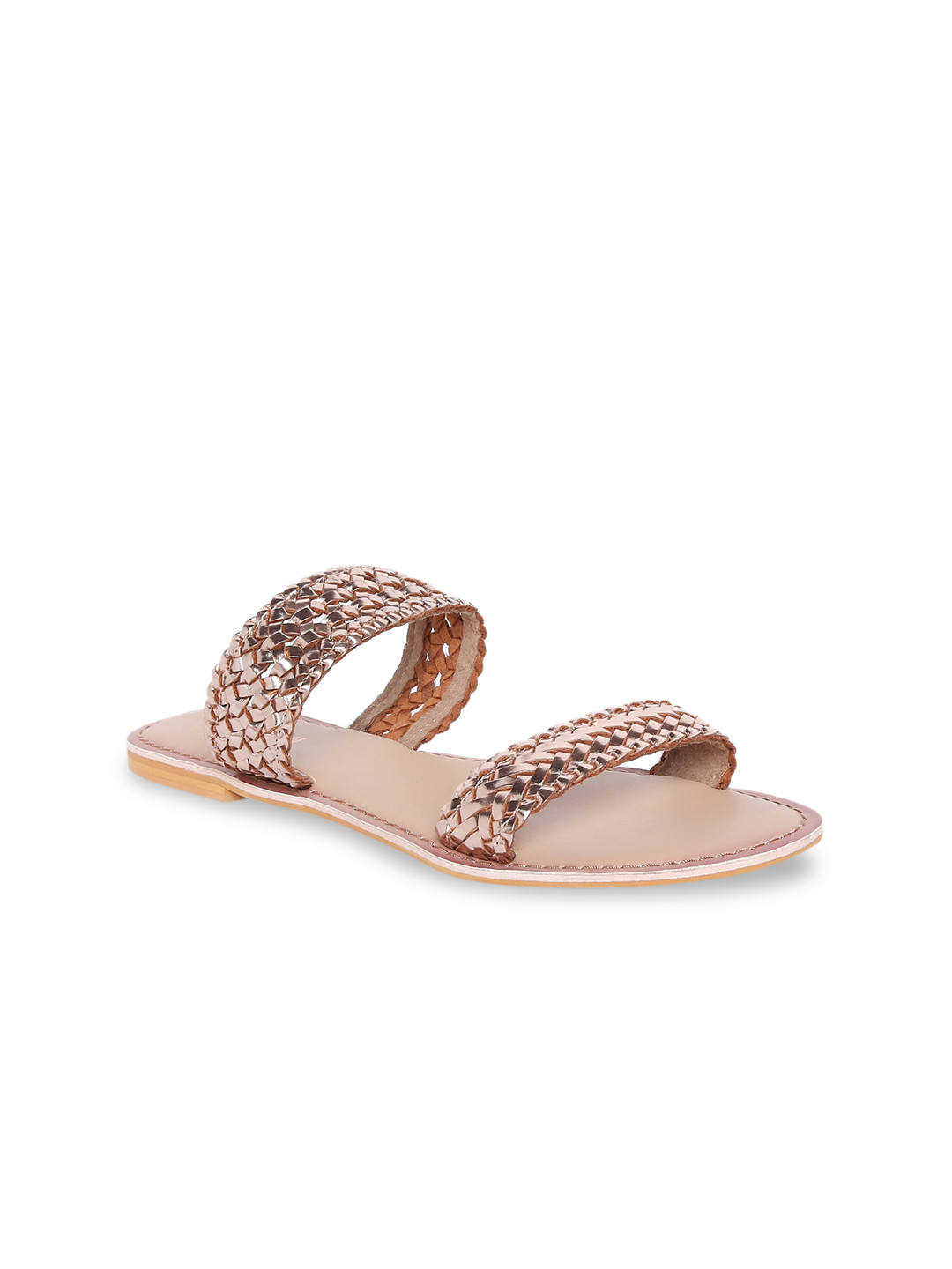 

Kenneth Cole Women Rose Gold Woven Design Open Toe Flats