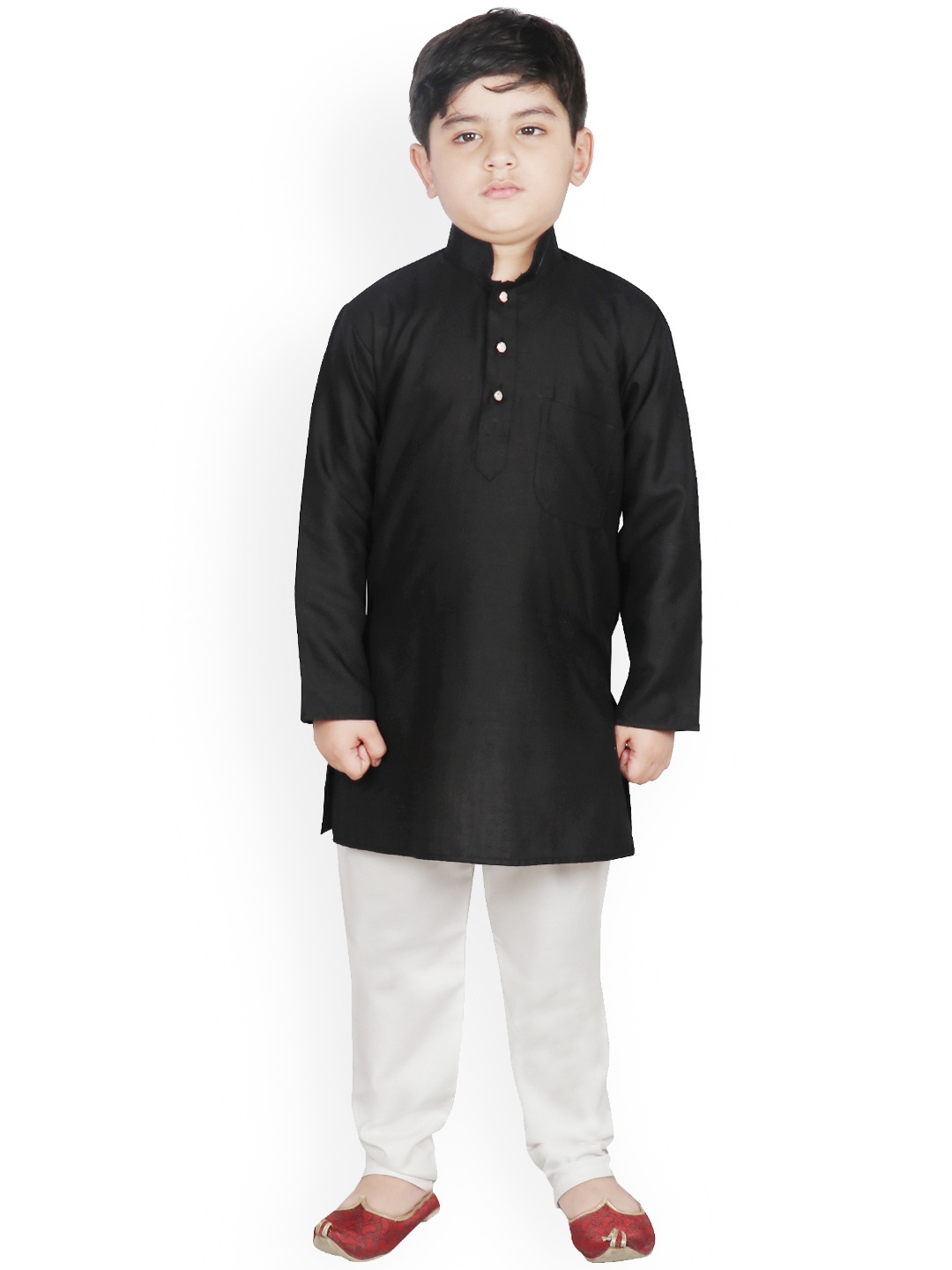 

SG YUVRAJ Boys Black & White Solid Kurta with Pyjamas