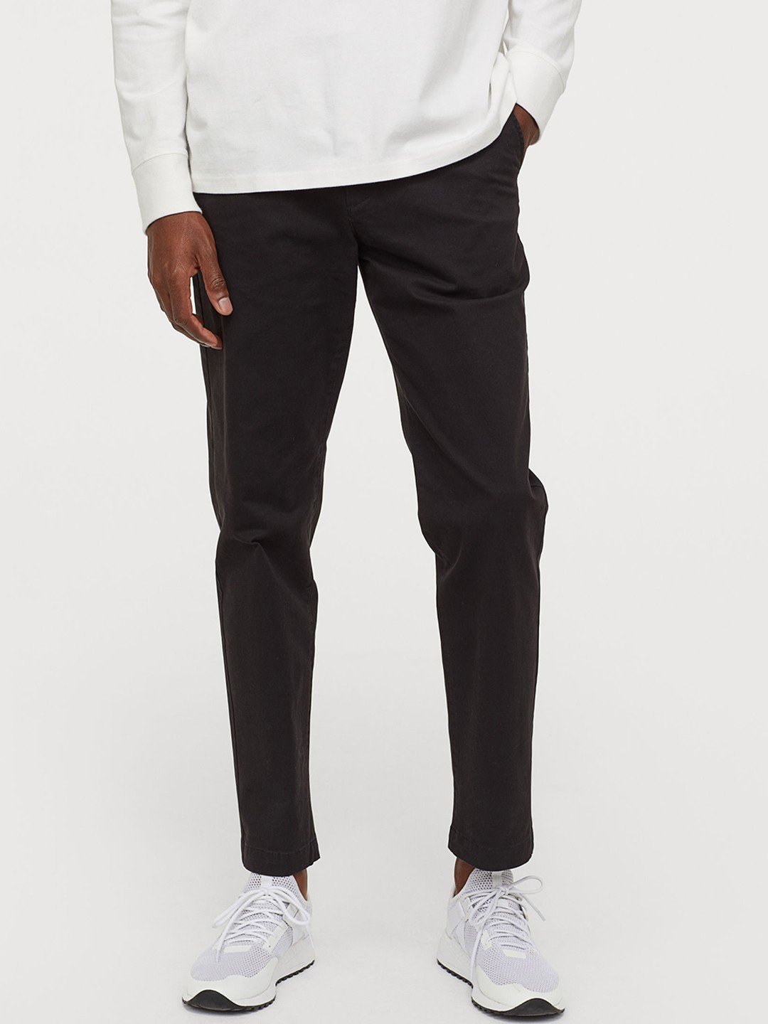 

H&M Men Black Solid Chinos Slim Fit Stretch