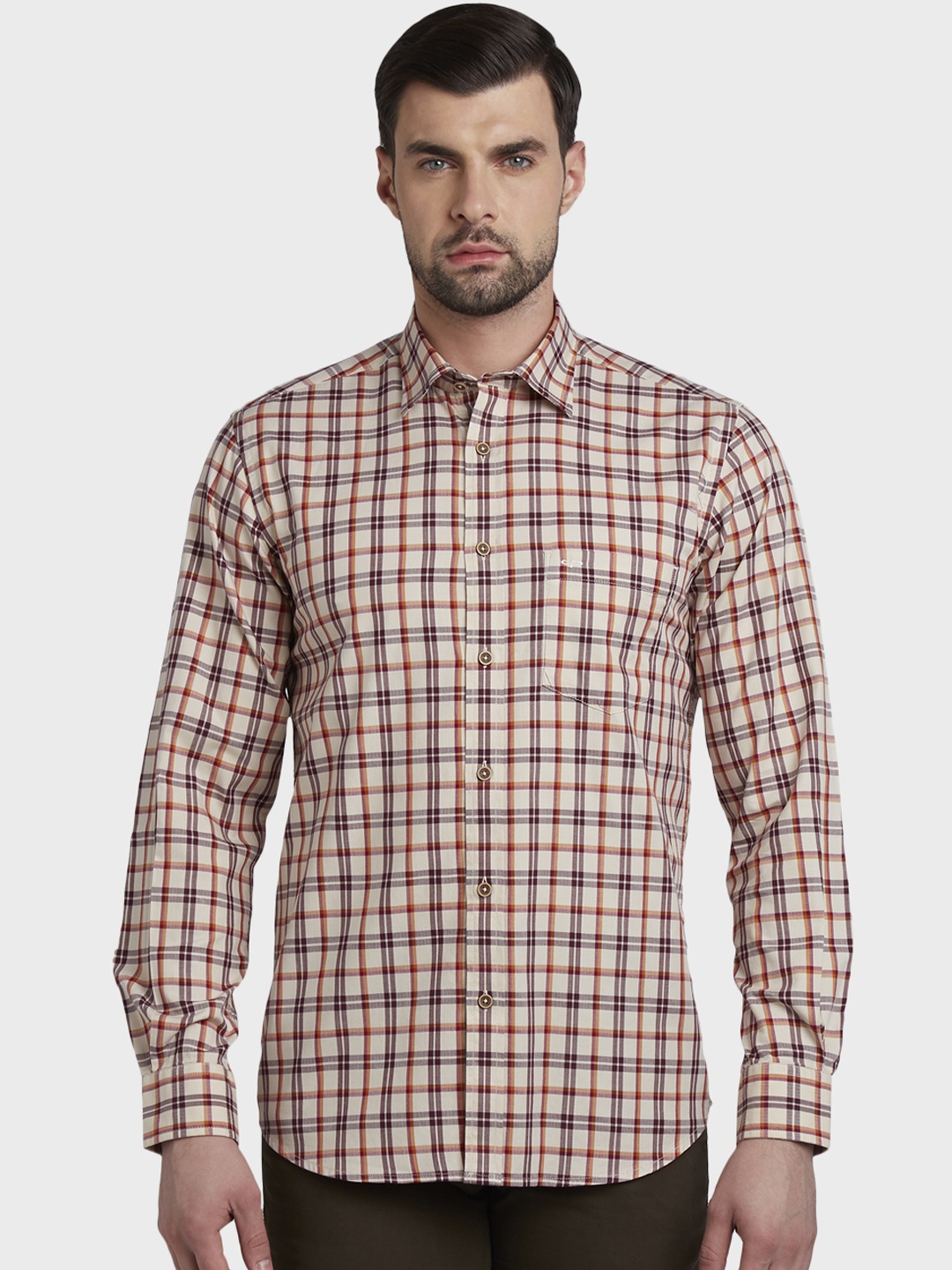 

ColorPlus Men Multicoloured Tailored Fit Checked Casual Shirt, Multi