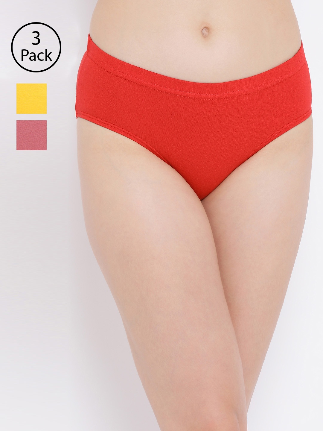

Clovia Women Pack Of 3 Solid Hipster Briefs COMPNC725XL, Pink