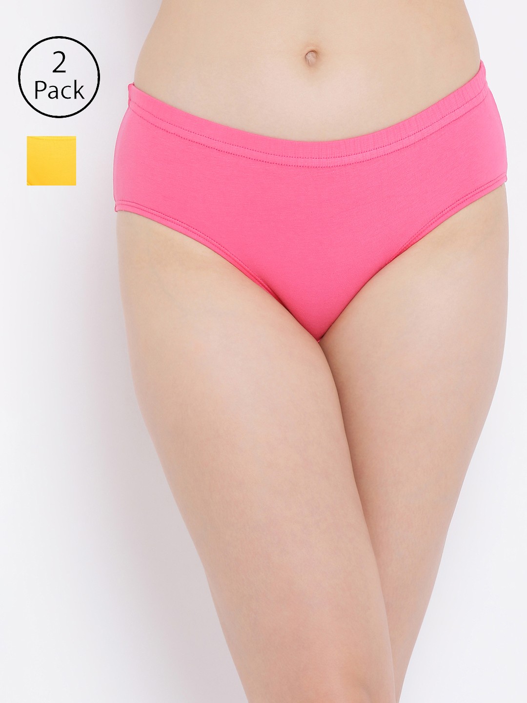 

Clovia Women Pack Of 2 Solid Hipster Briefs COMPNC696XL, Pink