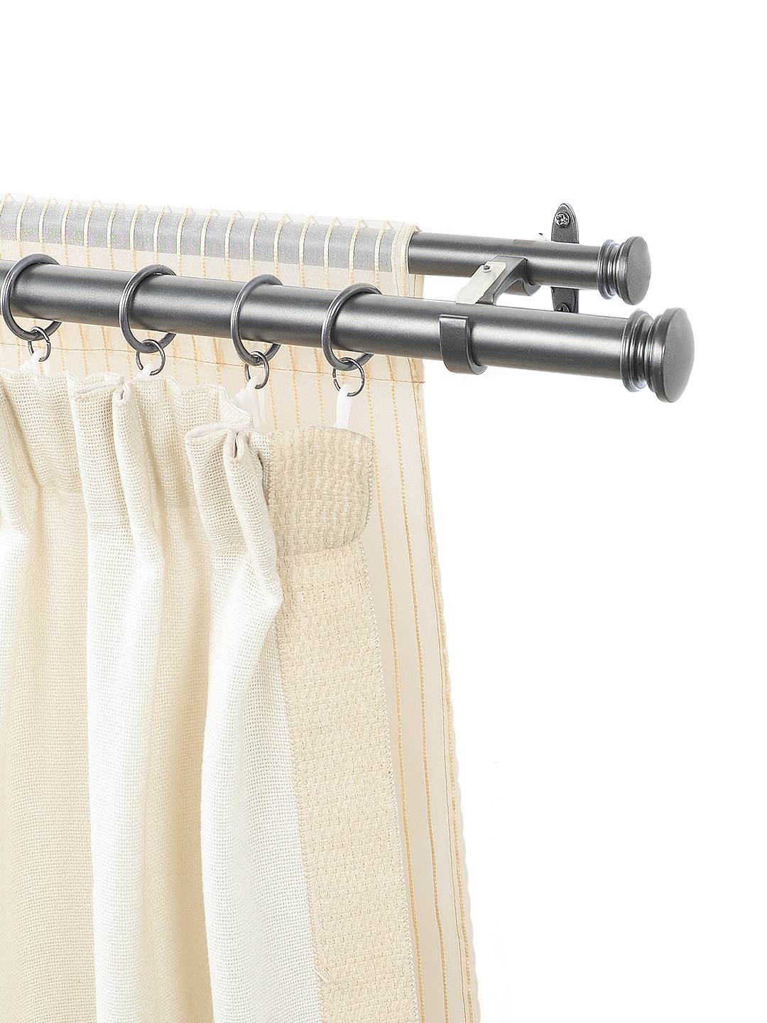 

Deco Window Set of 2 Grey Iron Curtain Rods With Brackets & Finials