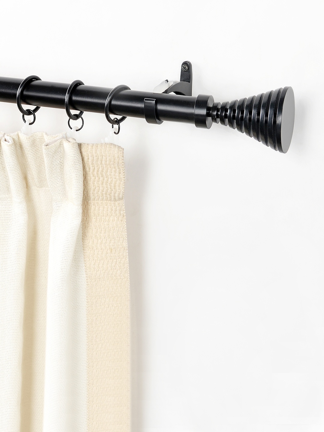 

Deco Window Black Iron Curtain Rod With Brackets & Finials