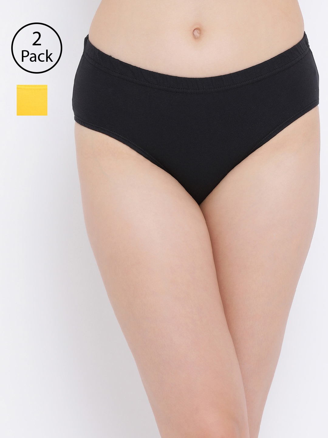 

Clovia Women Pack Of 2 Solid Hipster Briefs COMPNC708XL, Yellow