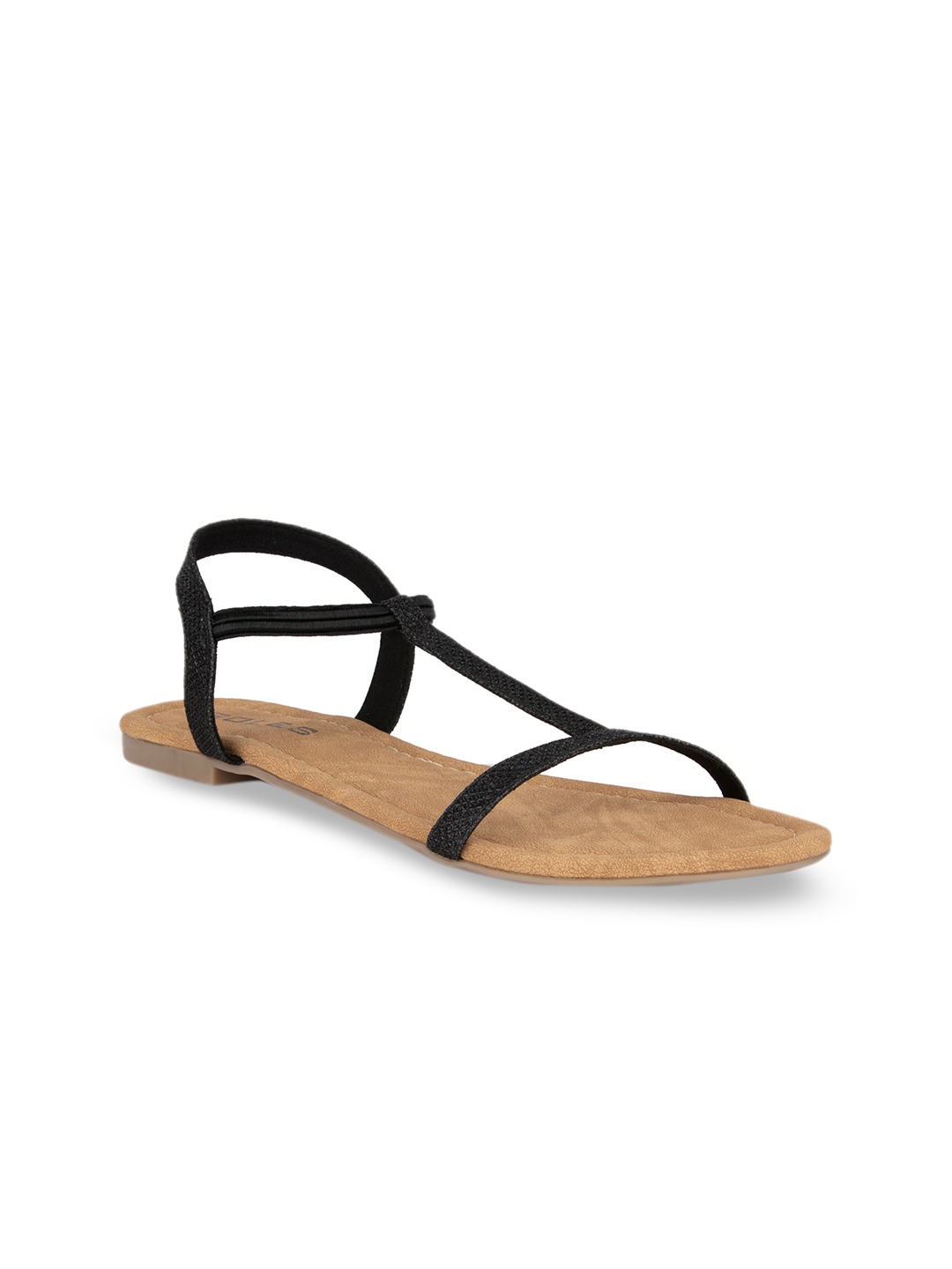 

SOLES Women Black Solid Open Toe Flats