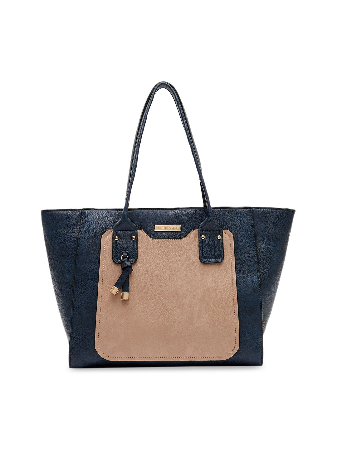 

GIORDANO Navy Blue & Beige Colourblocked Shoulder Bag