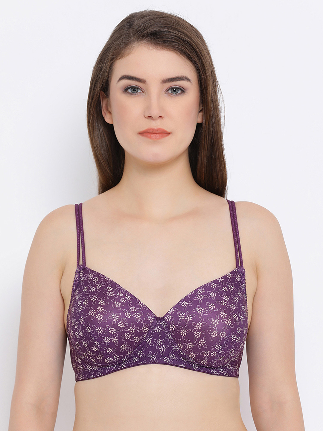 

Clovia Padded Non-Wired Printed T-Shirt Bra, Purple