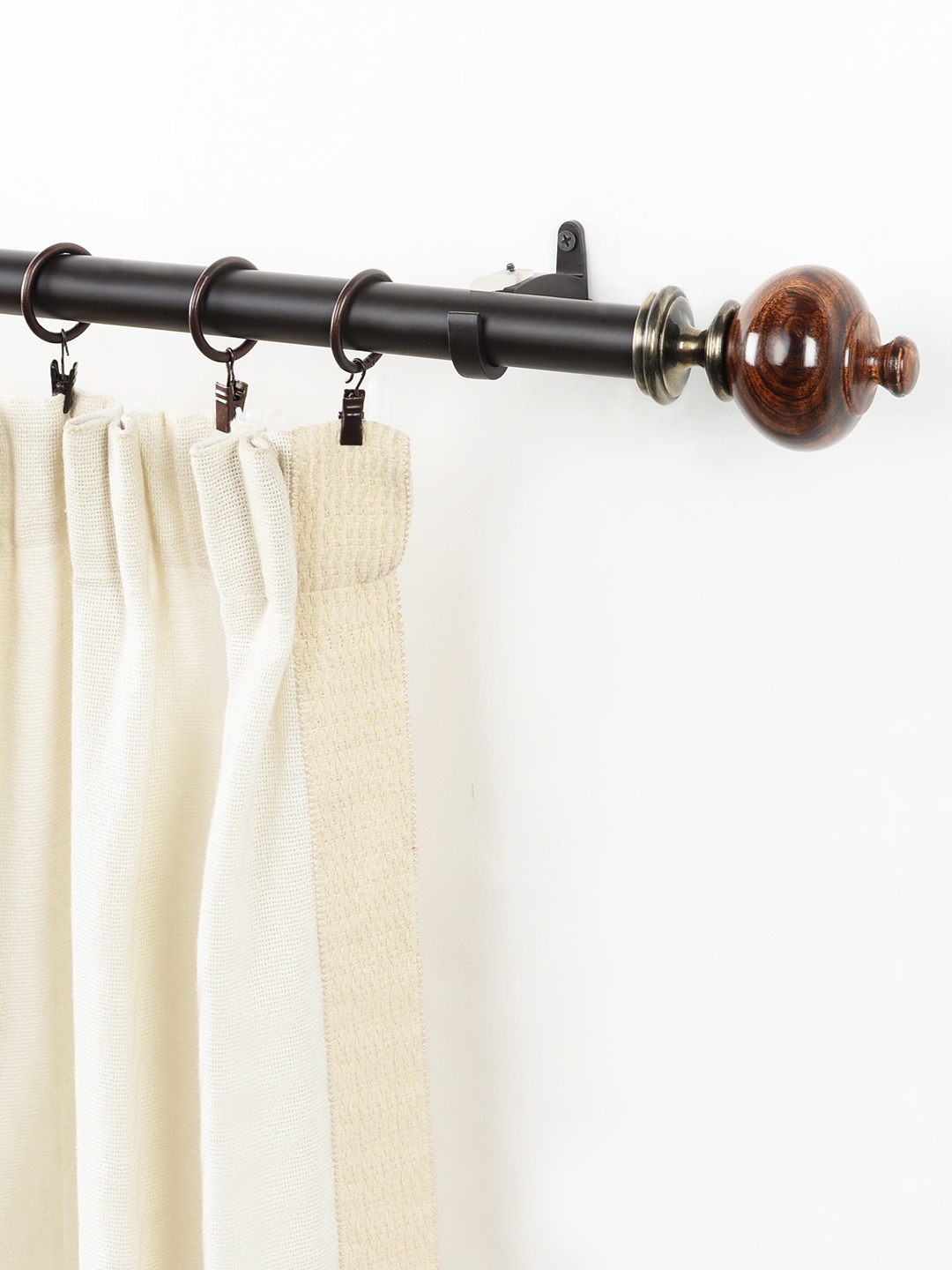 

Deco Window Brown Iron Curtain Rod With Brackets & Finials