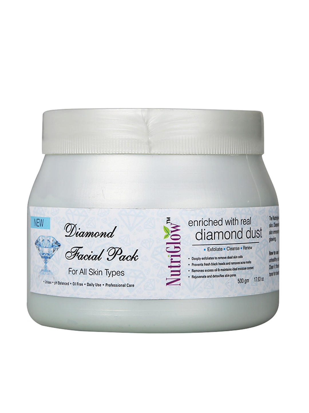 NutriGlow Diamond Facial Pack Enriched With Real Diamond Dust 500 g, Navy blue