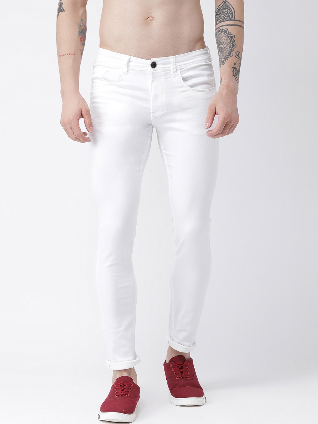 

Rex Straut Jeans Men White Slim Fit Mid-Rise Clean Look Jeans