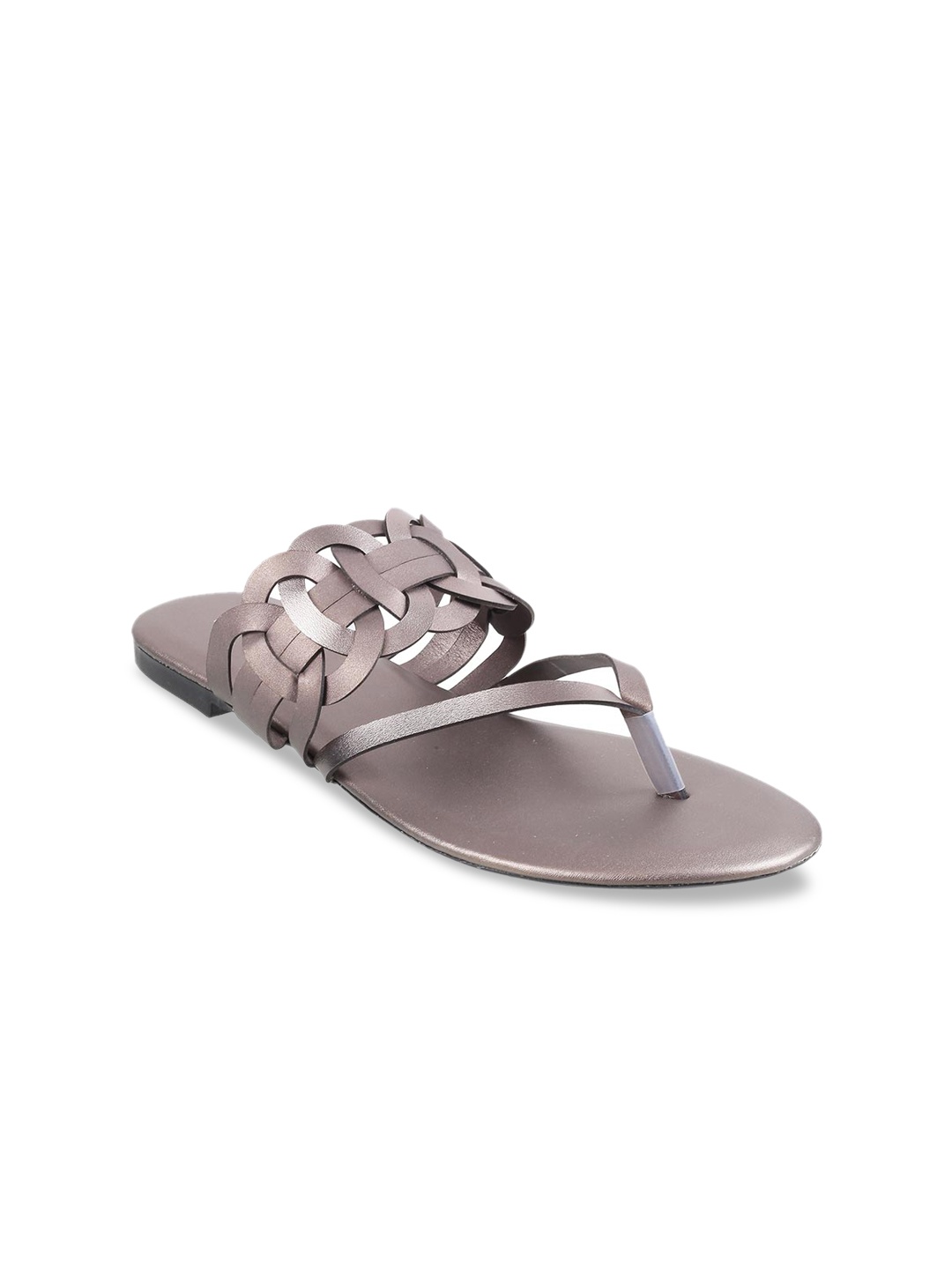 

Mochi Women Grey Solid Open Toe Flats