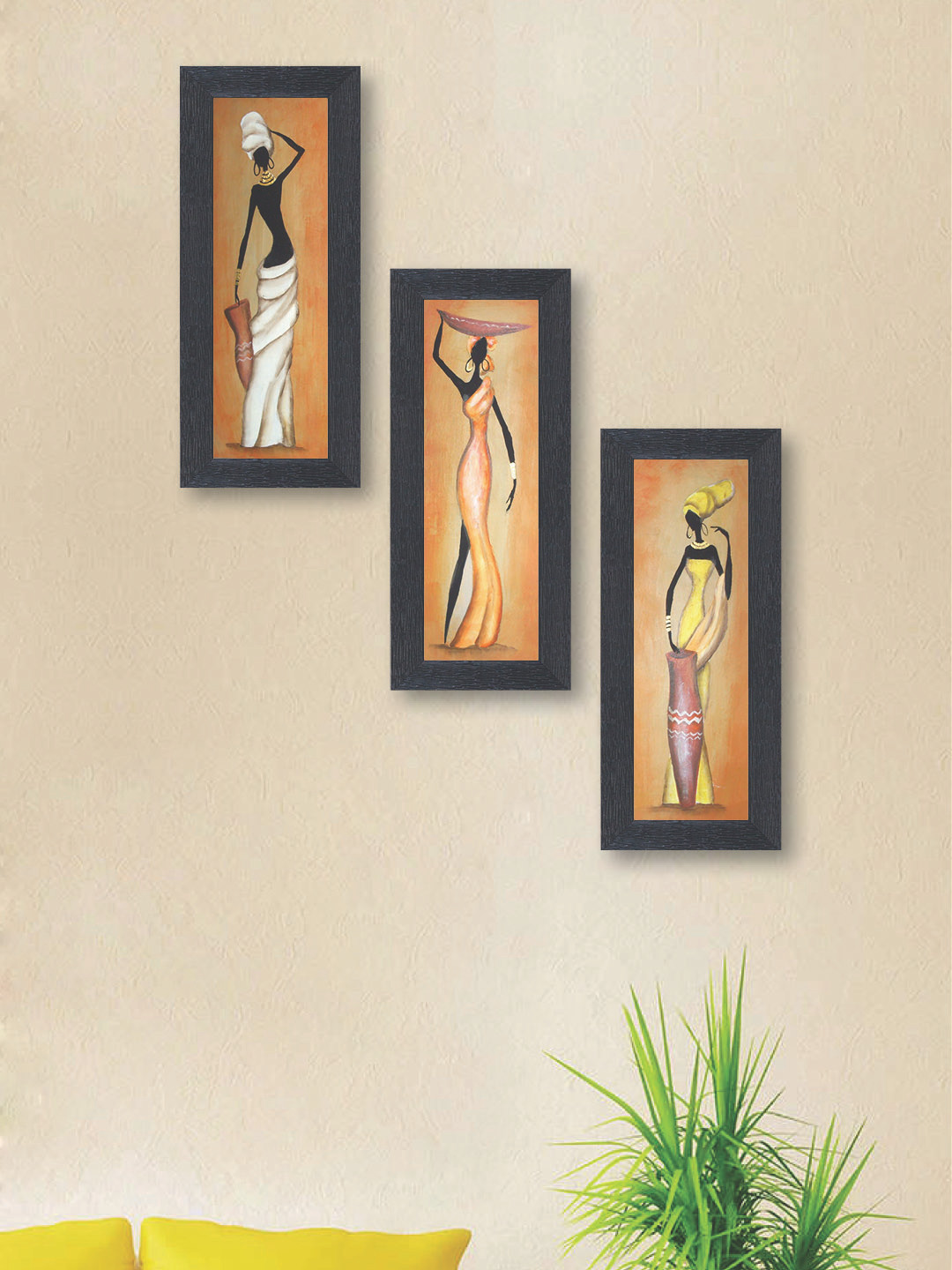 

nest ART Multicoloured Set of 3 Tribal Synthetic Wood Wall Art, Multi