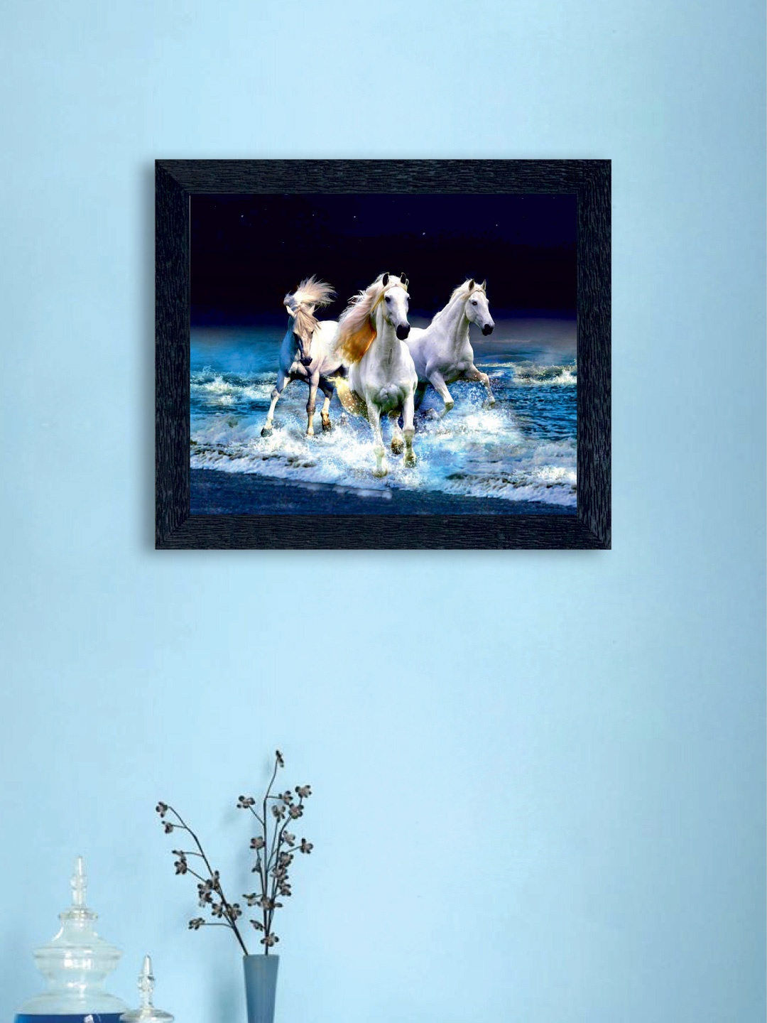 

nest ART Multicoloured Running Horses Synthetic Wood Wall Art, Multi