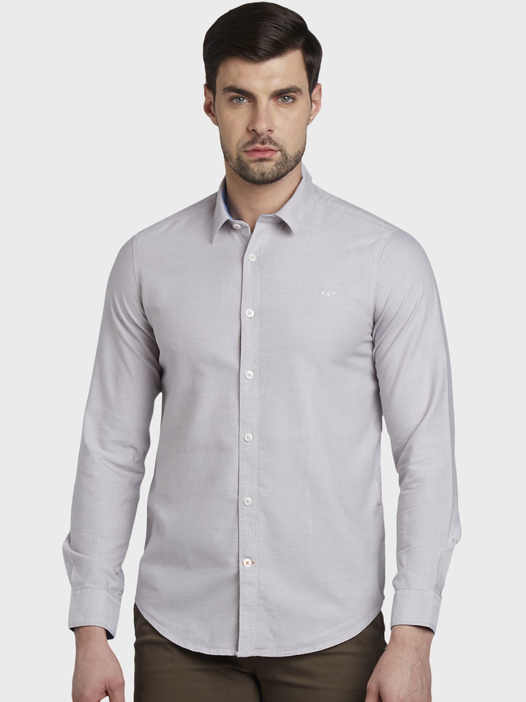 

ColorPlus Men Grey Slim Fit Solid Casual Shirt