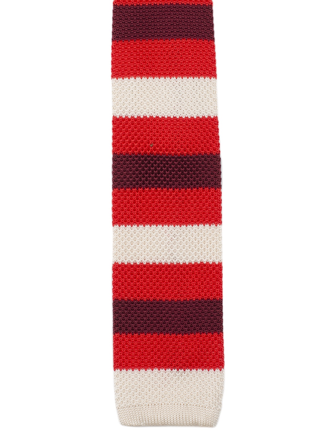 

Tossido Men Red & Off-White Striped Knitted Tie