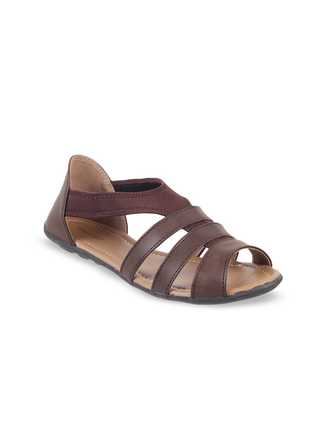

WALKWAY by Metro Women Brown Solid Open Toe Flats