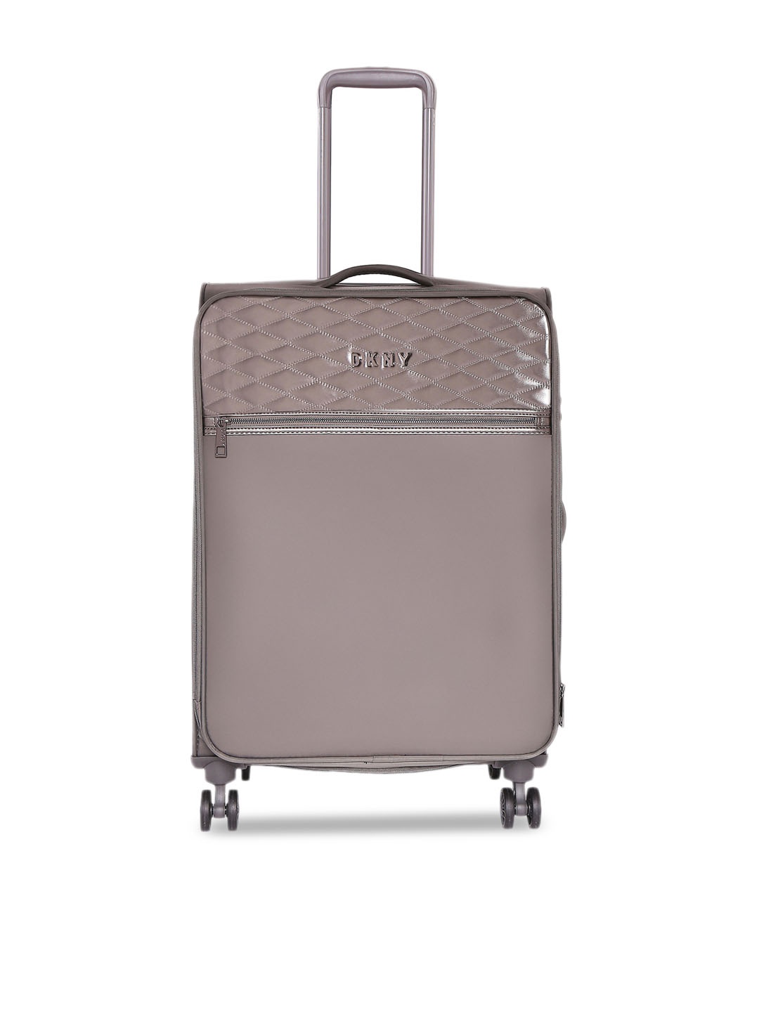 

DKNY QUILTED SOFT Pewter Color Polyester Material Soft 20" Cabin Size Trolley, Grey