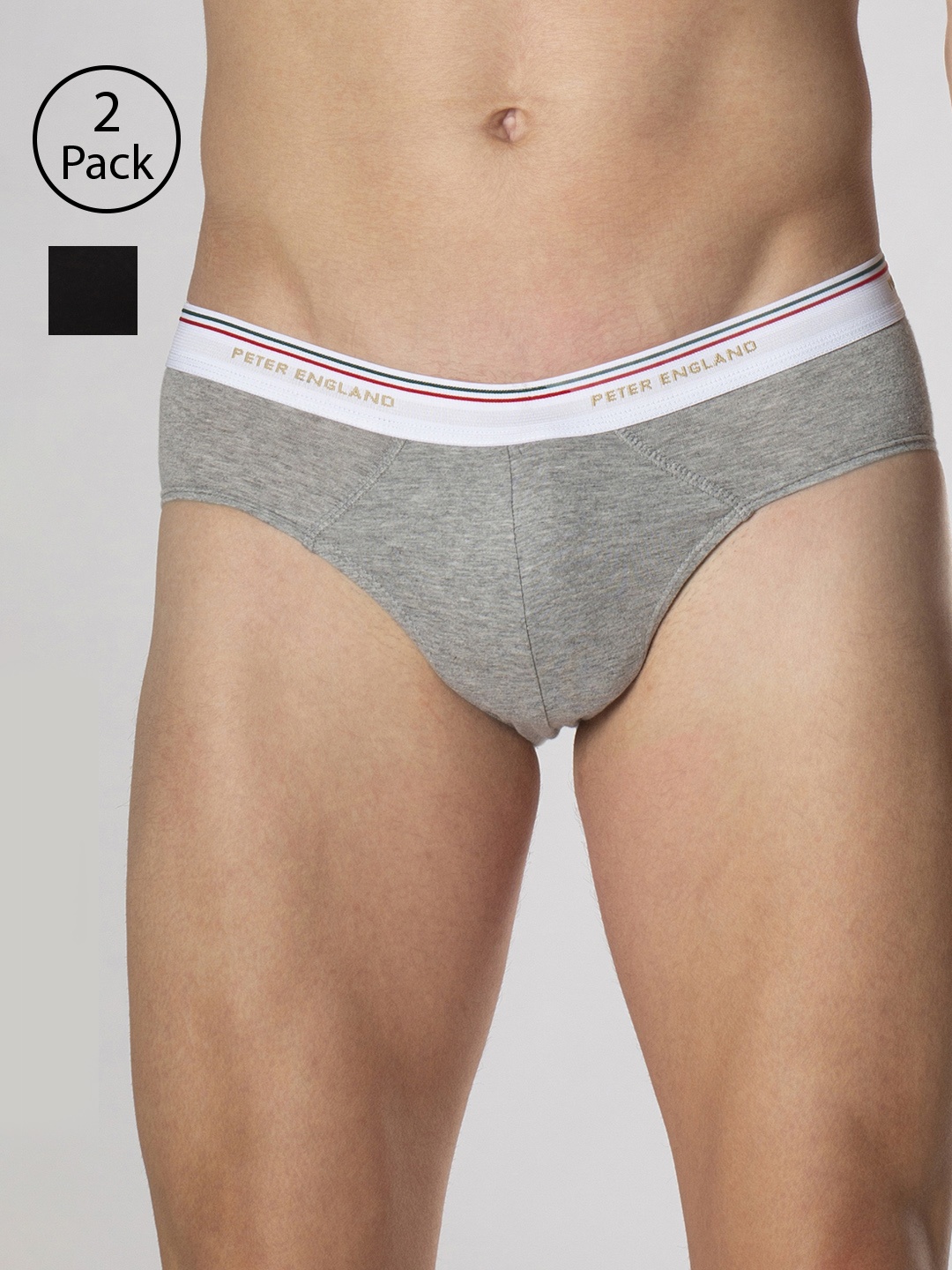 

Peter England Men Pack of 2 Solid Basic Briefs PIWBBKGM9106010, Black