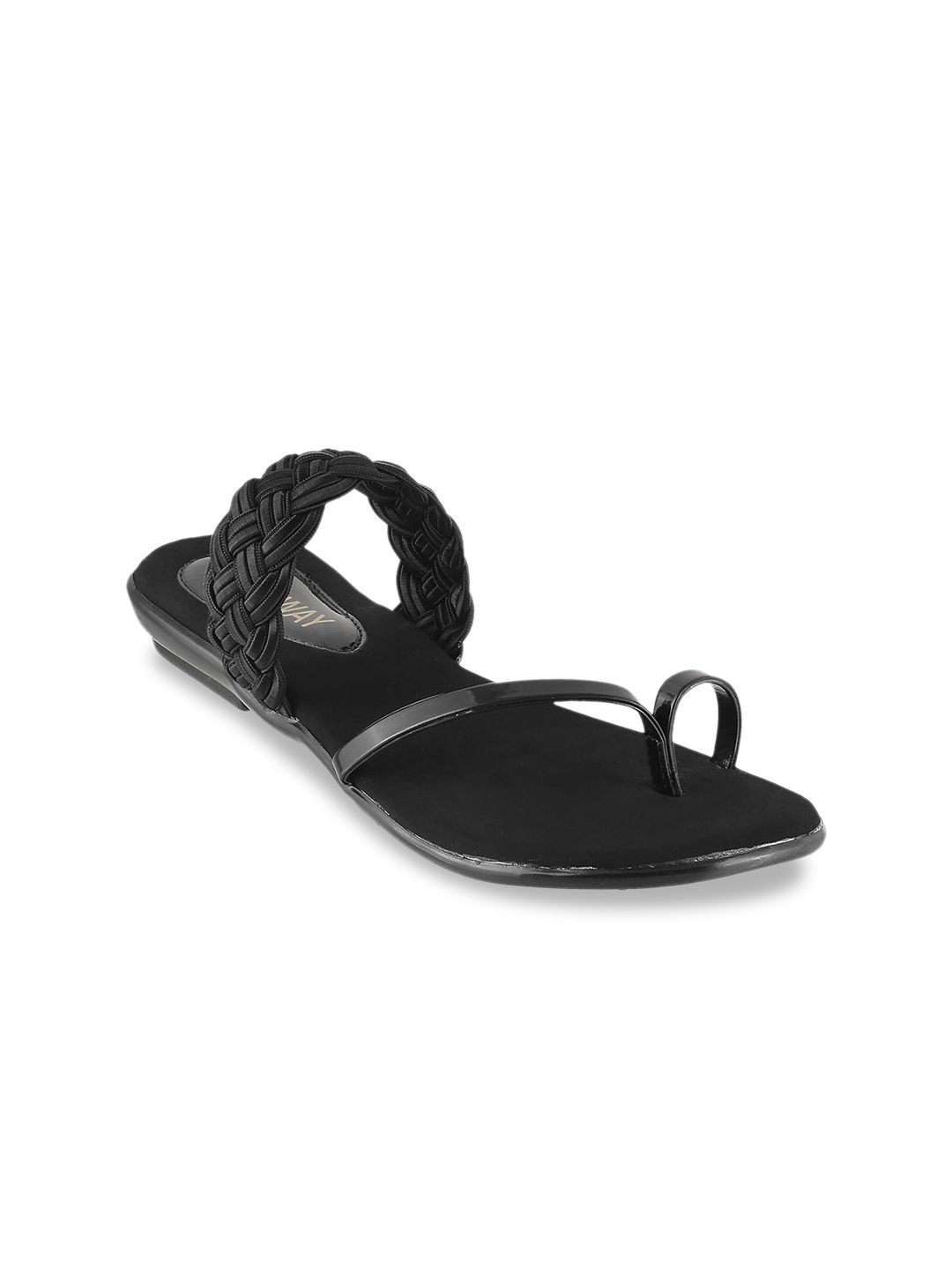 

WALKWAY by Metro Women Black Woven Design One Toe Flats