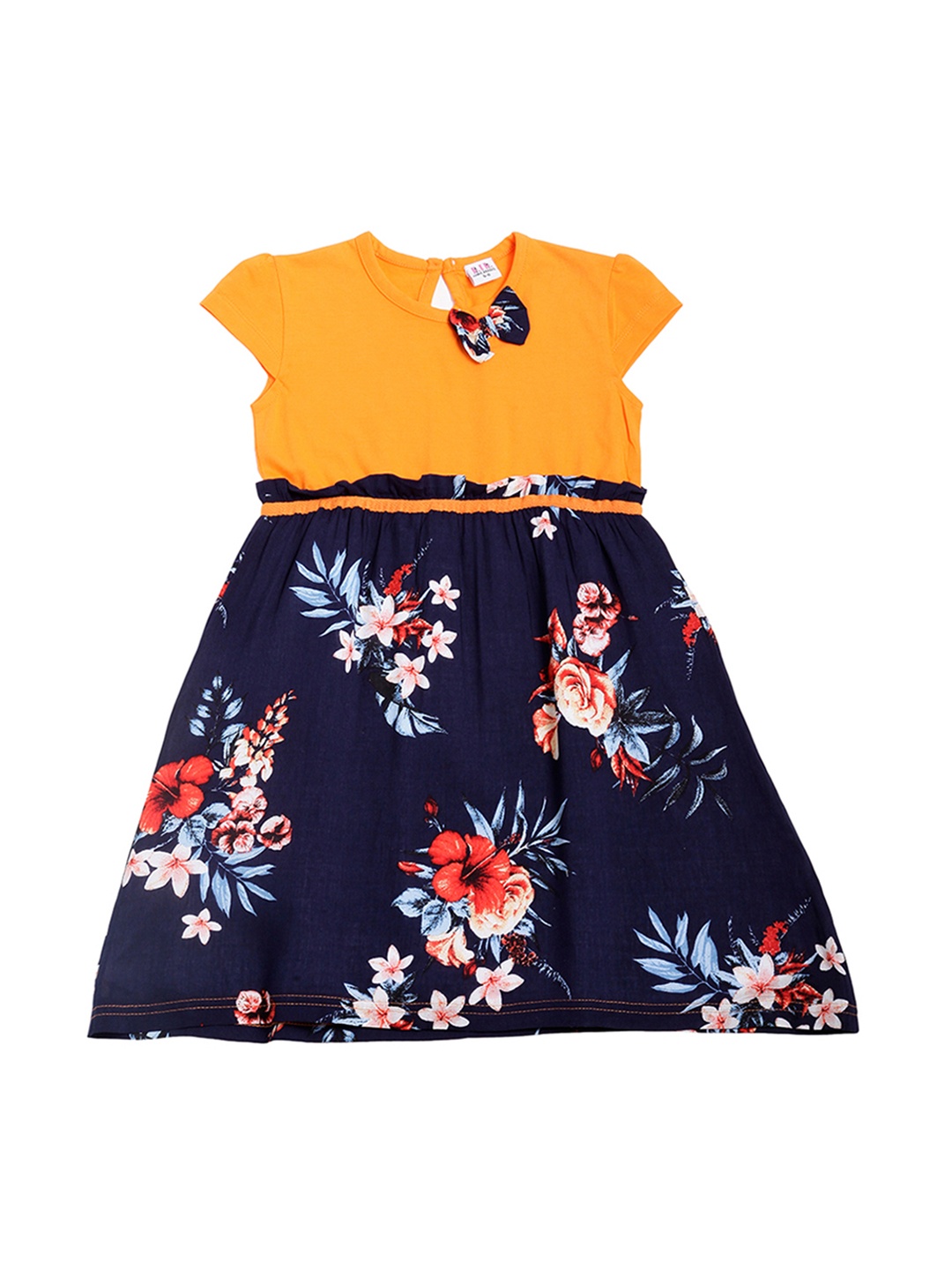 

Lil Orchids Girls Orange Floral Print Fit and Flare Dress
