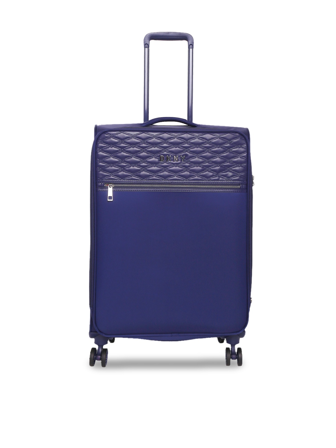 

DKNY Unisex Navy Blue Solid Quilted Soft Soft-Sided Cabin Trolley Suitcase