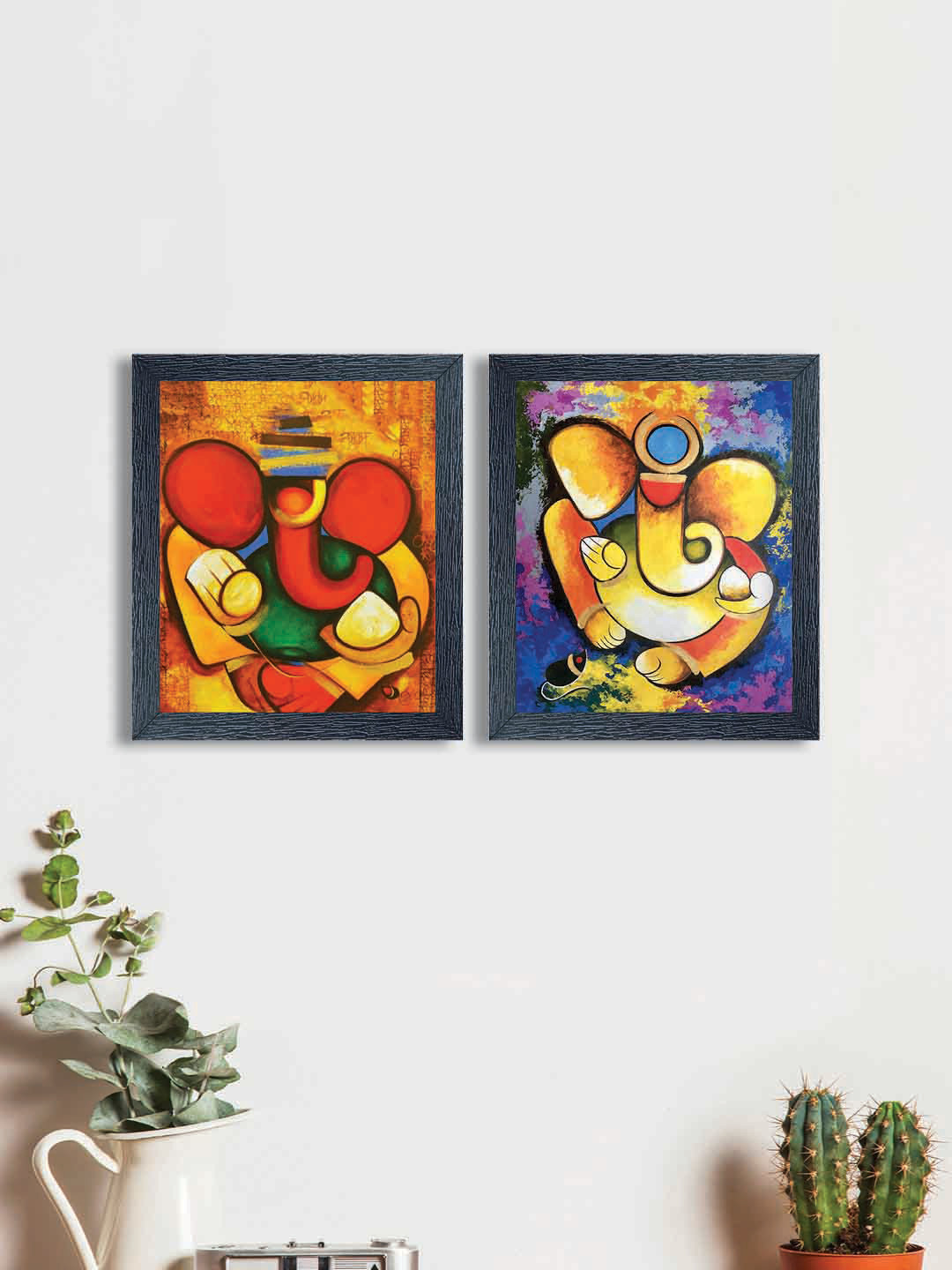 

nest ART Multicoloured Set of 2 Lord Ganesha Synthetic Wood Wall Art, Multi