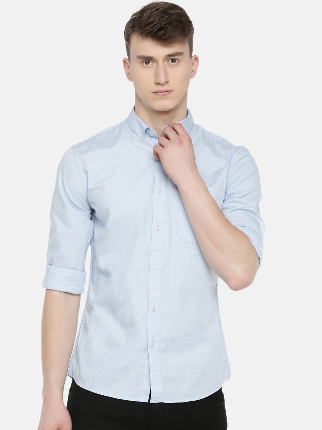 

Celio Men Blue Slim Fit Solid Casual Shirt