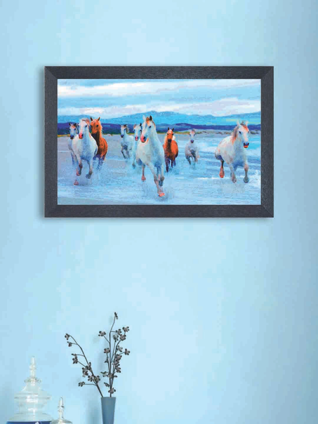 

nest ART Blue & Brown Running Horses Synthetic Wood Wall Art
