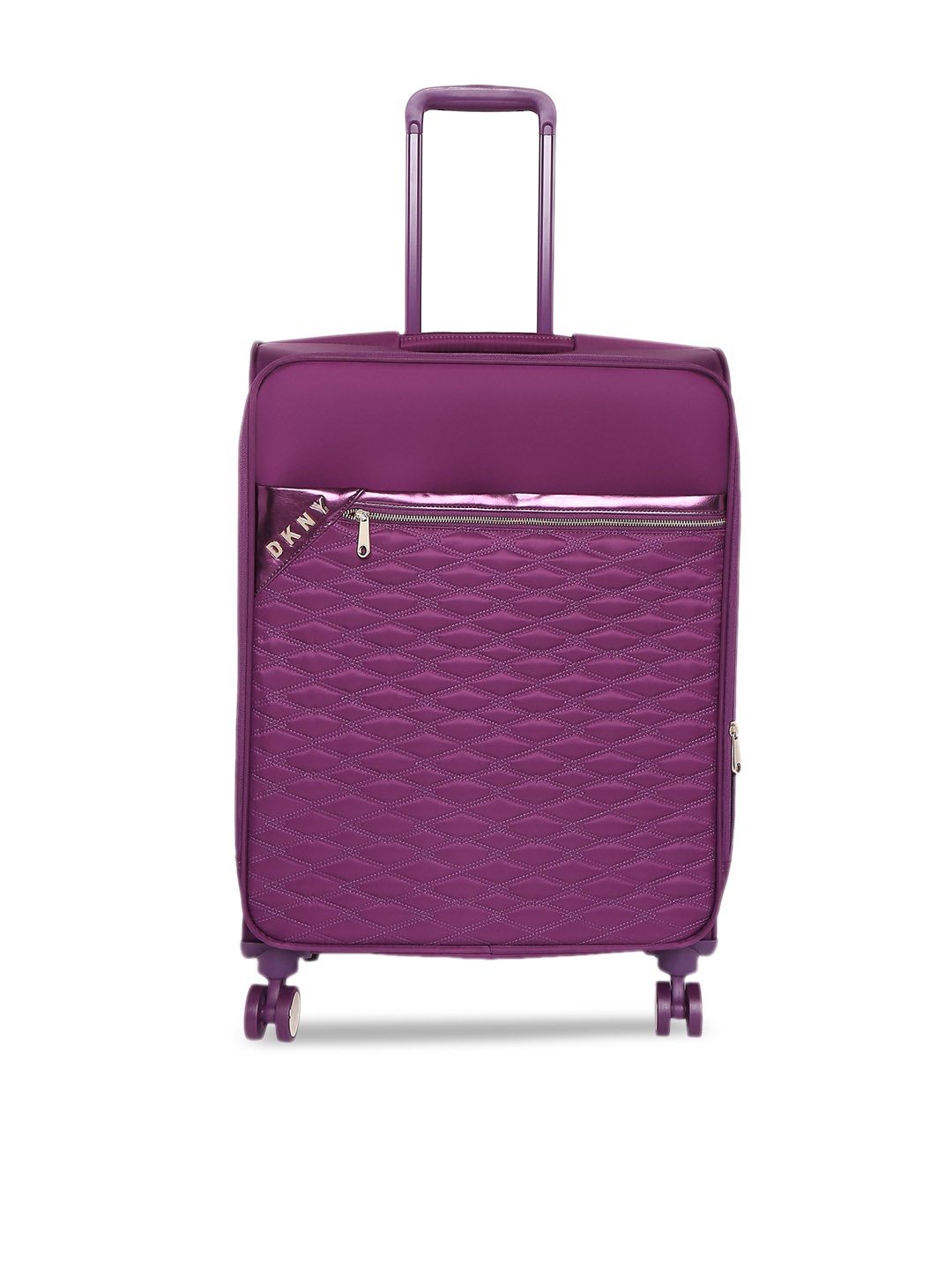 

DKNY Unisex Purple Quilted Embrace Soft-Sided Medium Trolley Suitcase