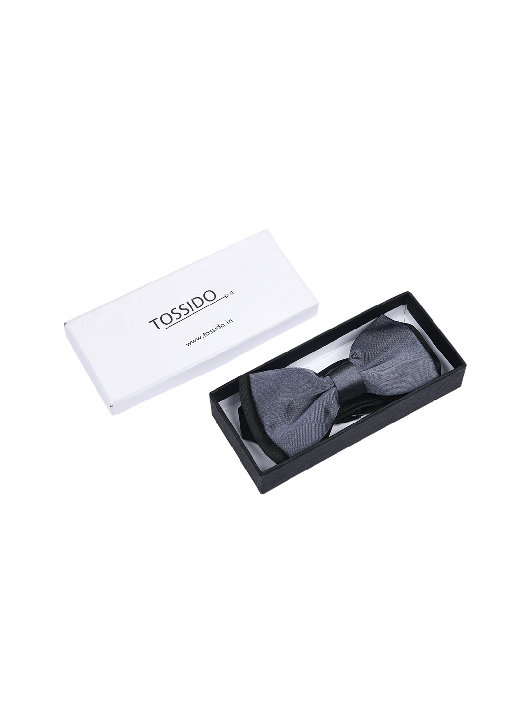 

Tossido Men Grey & Black Solid Bow Tie