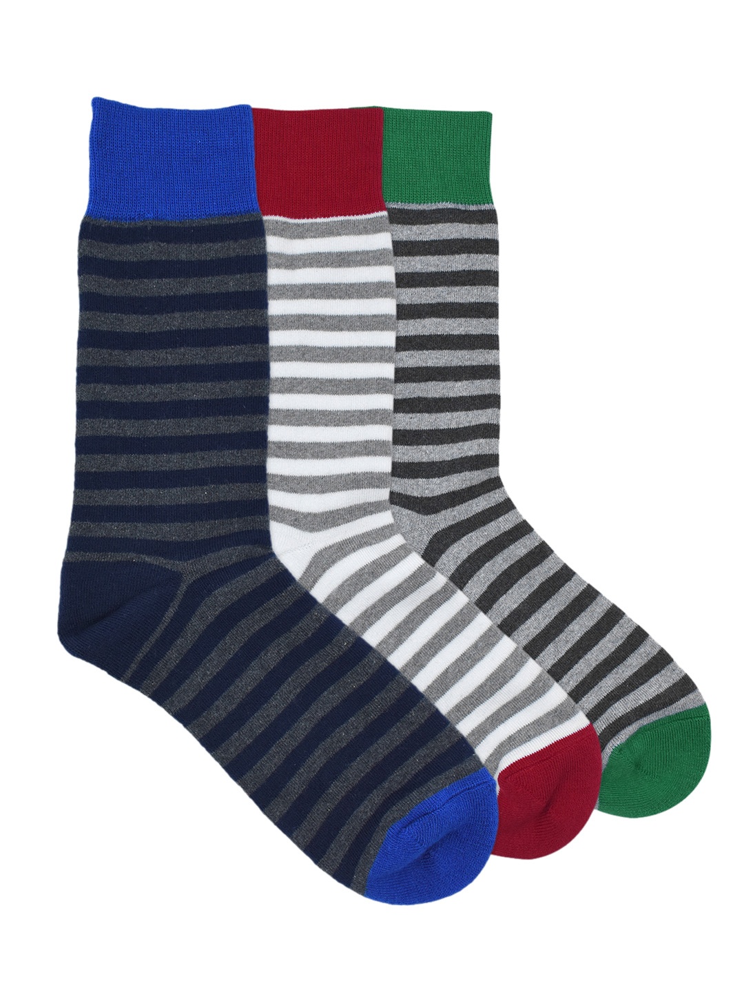 

Balenzia Men Pack of 3 Assorted Striped Ankle-Length Socks